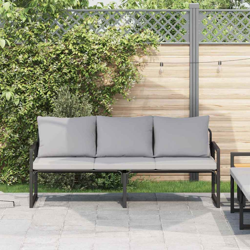 Garden Furniture with Cushion Black 180 x 72.5 x 71 cm Steel
